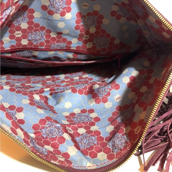 Hobo Elegant Burgundy Leather Clutch with Tassel - Picture 9 of 9